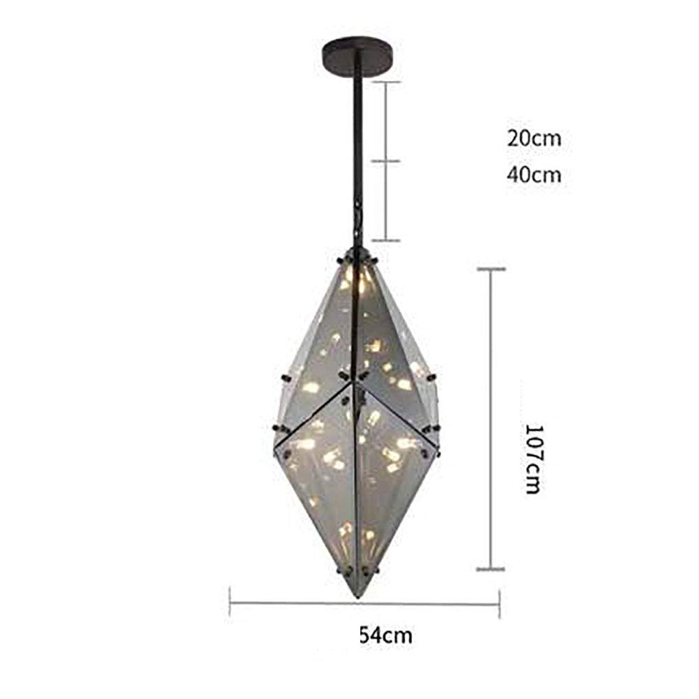 Creativo Diamante Diamante Vetro Lampadario,G4 Stile Nordico Ristorante Lampadario,Utilizzato Per Bar Per Il Tempo Libero Bar Decorazione Scala-Vetro oro e fuliggine 107 * 54cm