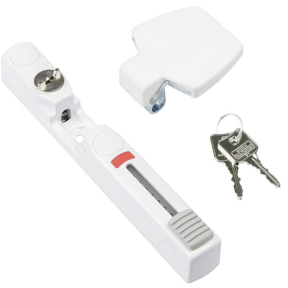 BURG-WÄCHTER Verrou de fenêtre, Protection anti-effraction pour fenêtres et portes de balcon, Verrouillable, Intérieur, Côté poignée, WinSafe WS 33, Blanc