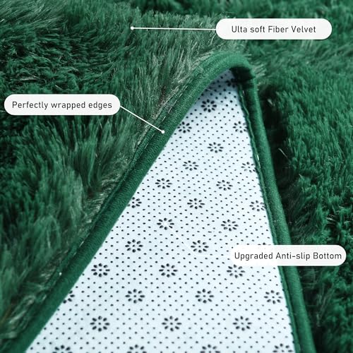 Rugs for Bedroom 4x6, Soft Shaggy Modern Shag Area Rug for Living Room, Upgrade Non-Slip Plush Fluffy Carpet for Kids Boys Girls Room Home Decor Aesthetic, Blackish Green