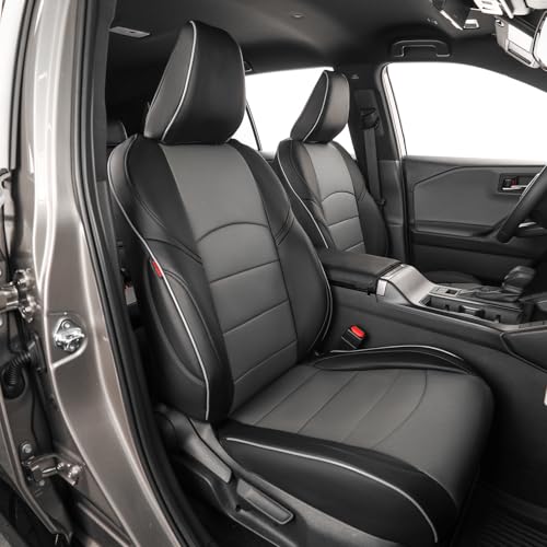 Image of EKR Rav4 Seat Covers Custom Fit for Toyota Rav4 (Hybrid) Woodland /Limited 2026,Waterproof Leather Car Seat Cover Full Set for SUV,Faux Leather(Black /Gray)