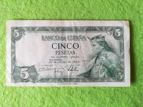 Genérico Billete Antiguo Cinco pesetas Alfonso X 1954 Banco de España