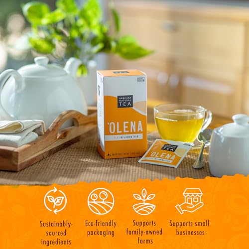 Image of Olena Turmeric Tea, Herbal Green Tea Blend - Hawaiian Natural, 20 Bags | All-natural and antioxidant-rich for wellness with ginger and black pepper; vegan and keto-friendly