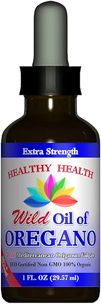 Healthy Health Oregano Oil - Wild Mediterranean - ECO Certified Organic Extra Strength 83% Carvacrol, Liquid, Immune Support, Vegan, Aceite de Oregano, Non GMO 1 fl. OZ