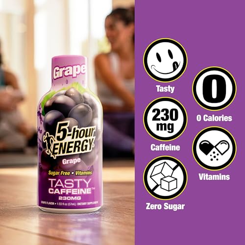 Image of 5-hour ENERGY GRAPE Flavor, 30 Count, 1.93 Fl Oz Energy Shot, Extra Strength, Amino Acids, B Vitamins, Sugar Free and Zero Calories