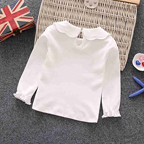 LNICEAR Toddler Baby Girls Doll Collar T-Shirt Kids Cotton Solid Color Long Sleeves Tops Blouses Tees Clothes2
