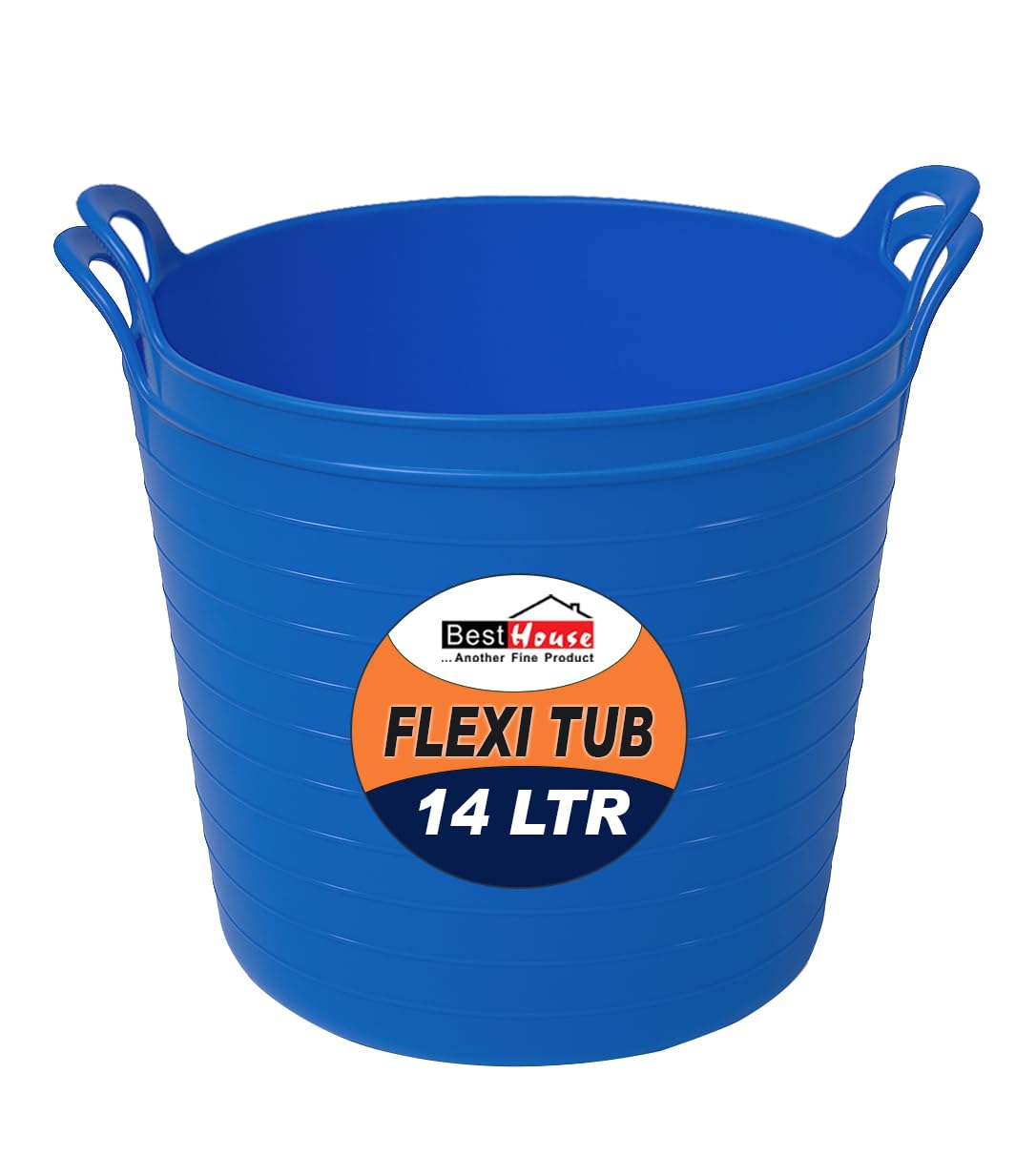 Best House | 2 Pcs of Flexi Tub with Handles | 14 Litres | Blue | Garden Tubs | Plastic Storage Container for Home, Washing, Garden Waste and DIY Projects - (Pack of 2)