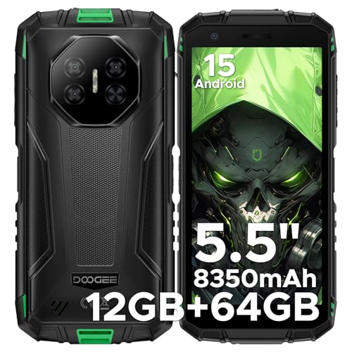 DOOGEE Fire 3 Android 15 Rugged Phone Unlocked,8350mAh Battery,12GB+64GB/2TB,Octa Core Rugged Smartphone,5.5' IPS HD+ Display,13MP+8MP,IP68 Waterproof Cell Phone,Face Unlock,NFC/T-Mobile