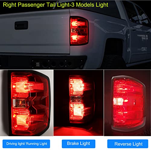 Image of MOCW Right Tail Light Compatible with 2014-2018 Chevrolet Silverado 1500 2500 HD 3500HD, GMC Sierra 3500 HD Taillight Brake Lamps Halogen Bulb and Harness Included, Right Passenger Side
