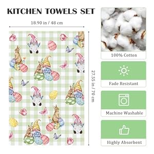 Easter Bunny Tea Towels Cotton Kitchen Towel 189–275 inch Quick Drying Dish Cloth for Party Anniversary Holiday Decoration Housewarming Gifts