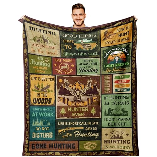 JUCIPAY Hunting Gifts for Men Hunting Gift Blanket 60x50 Gifts for Hunters Hunter Present for Dad/Gandpa Hunting Decor