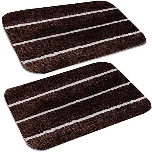 MODERN FAB Bathmat with Anti Skid Backing,Colour Coffee White Line Set of 2(40x60) (B09X5LLVC8) Amazon Price History, Amazon Price Tracker