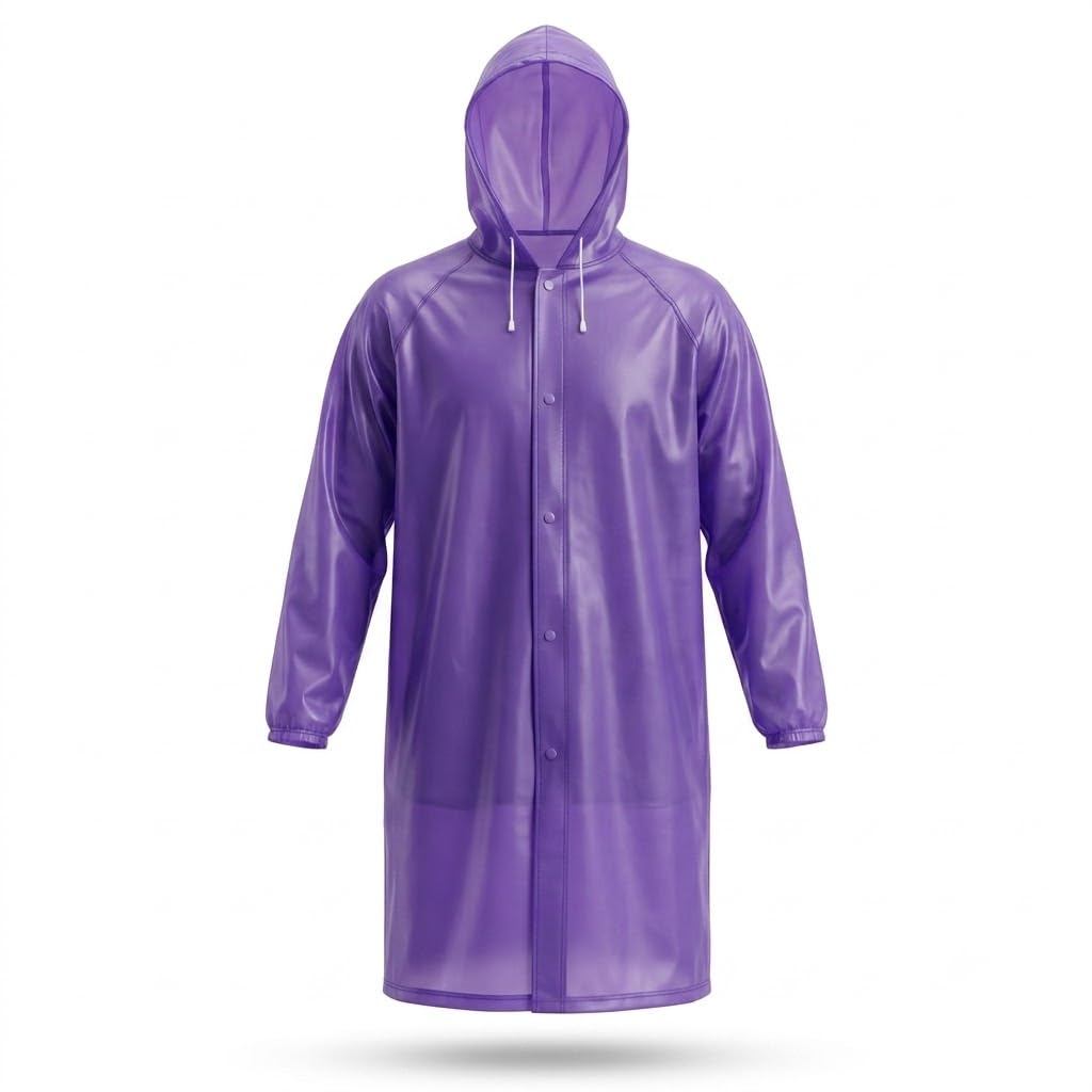 EVA Waterproof Hooded Long Raincoat for Men & Women, Reusable Unisex Raincoat with Snap Buttons, Lightweight Waterproof Riding Rainwear for Bike Riding, Travel, Trekking, Camping & Outdoor-image-3