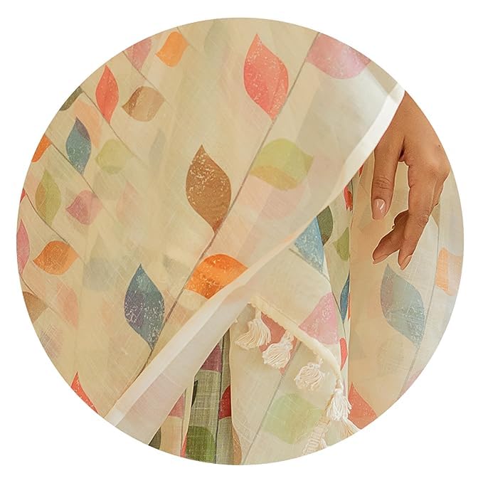 Image of RAJESHWAR FASHION WITH RF Soft Linan Cotton Summer collection rose digital print Traditional look saree beige