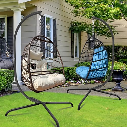 JESE Hammock Swing Chair for Indoor & Outdoor - Heavy-Duty Steel Hanging Stand - Black