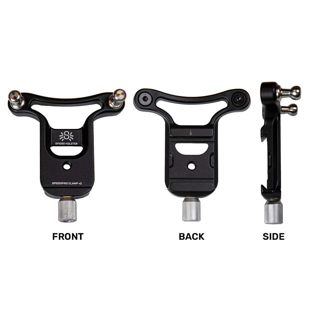 Spider Holster - SpiderPro Clamp v2 for Any Spider Camera Holster System with Universal Connection to Mount on Any Tripod β Designed for Use with Arca-Swiss-Style L-Brackets