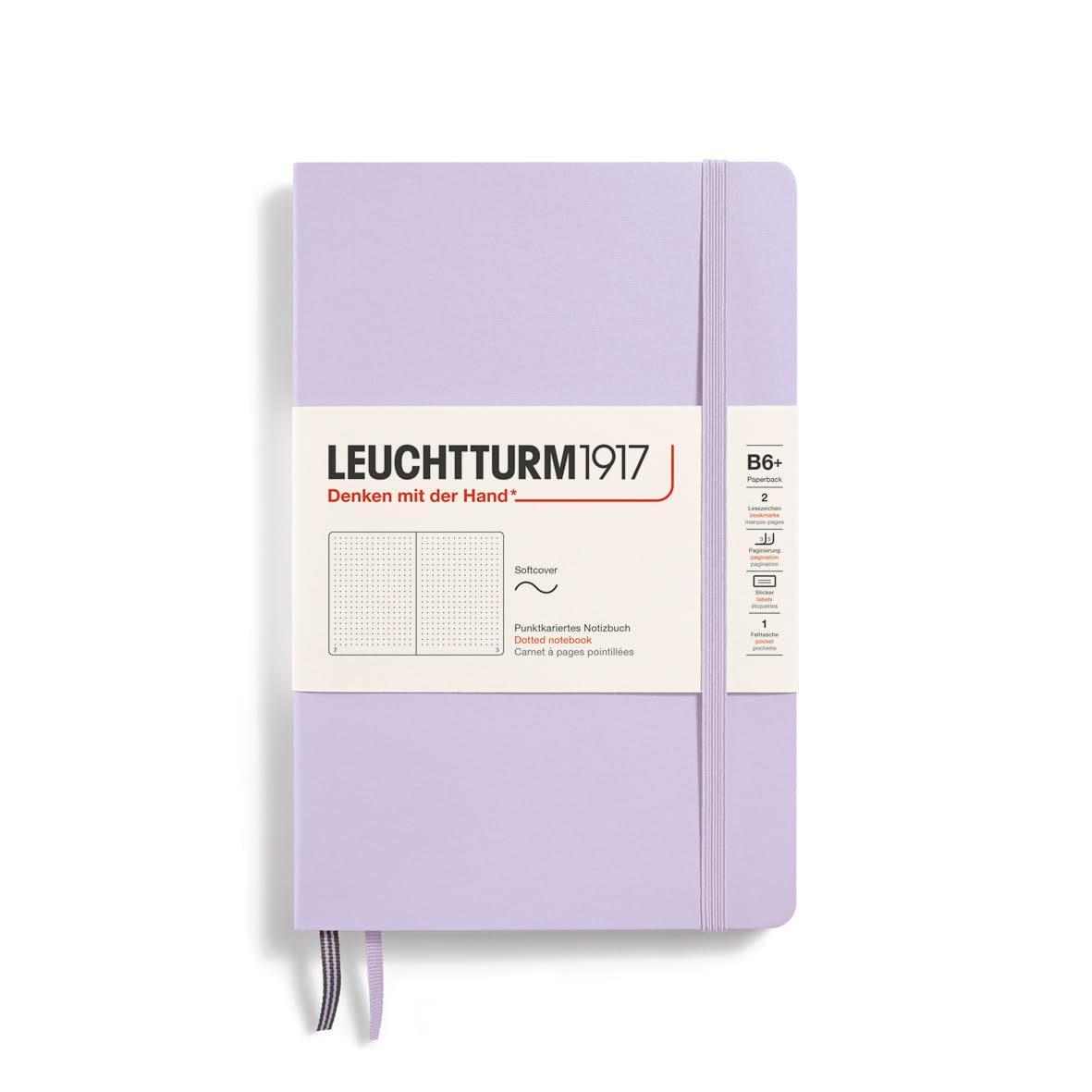 LEUCHTTURM1917 - Notebook Softcover Paperback B6+ - 123 Numbered Pages for Writing and Journaling (Dotted, Lilac)