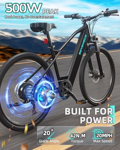 Image of Electric Bike for Adults,500W Peak Ebike,26 inch Electric Mountain Bike with 6-Speed,12 /15.6 Ah Battery and Dual Disc Brakes,20MPH Commuter Electric Bikes All Terrain,Up to 60 /75 Miles Range