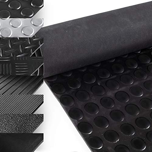 Anro Tapis de protection en caoutchouc avec picots - 100 cm- Tapis de sol, Caoutchouc SBR., Avec picots, 100 x 100cm