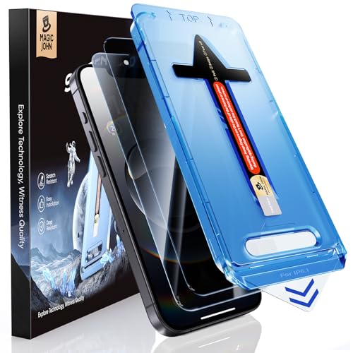 MAGIC JOHN 2 Pack for iPhone 16e 6.1inch Privacy Screen Protector Tempered Glass Film Auto Dust-Elimination Bubble Free Easy Installation