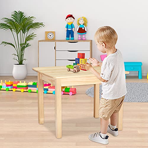 Kids Play Table & Children Wooden Square Table For Drawing Reading Writing And Entertainment, Suitable For Playroom, Bedroom, Natural #TOP7