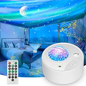 LED Projecteur Ciel Étoilé, 3 en 1 Projecteur Galaxie Aurora avec Bruit Blanc,Télécommande,Timer, pour Les fêtes Cadeau de Noël de Pâques ou Halloween
