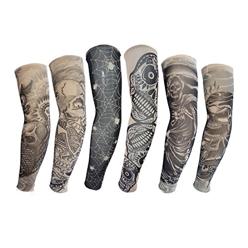 Efivs Arts D-Series New Arrival Nylon Tattoo Cooling Sleeves Temporary Tattoo Arm Cover up Sleeves 6 Pcs, Realistic and Comfortable (T Sets)