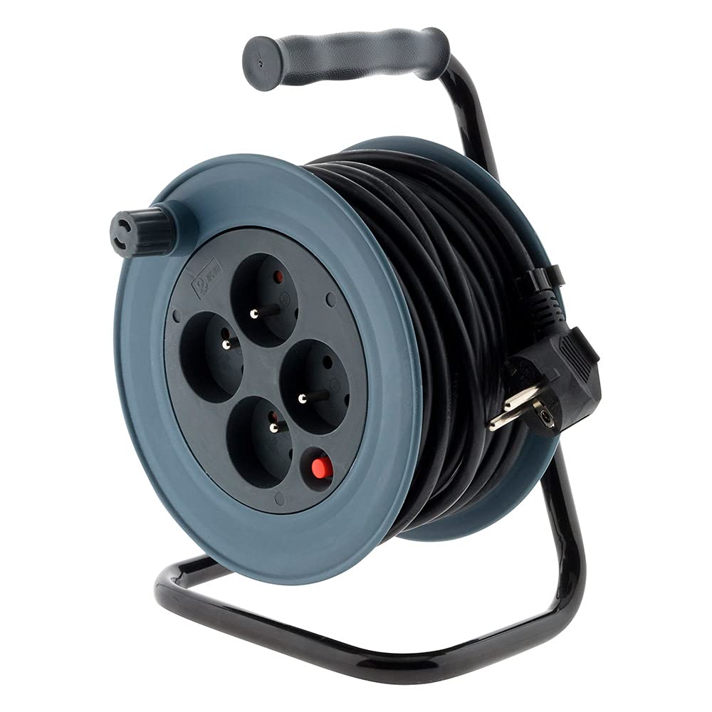 Zenitech - Enrouleur ménager 4x2P+T - 15m 3G1mm² - Gris - 4