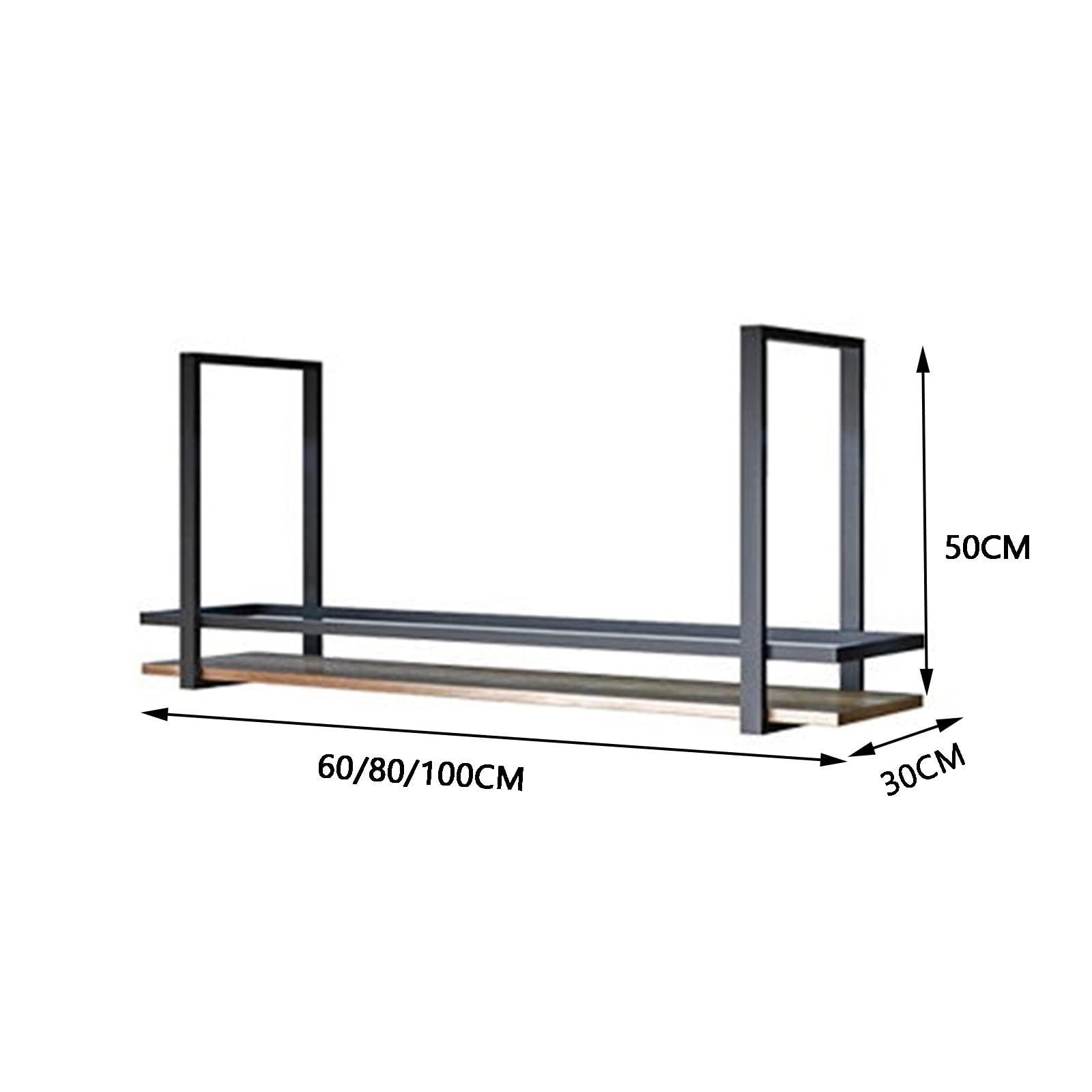 Wine rackC - Hanging Wine Glass Rack Retro Iron Solid Wood Wine Bottle Rack Display Stand 1-Tier Inverted Wine Glass Rack Floating Shelf Multifunctional Bar Kitchen Storage Rack (Size: 120)