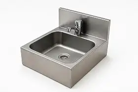 Pia Industrial Suspensa em Aço Inox, Lavatório para Higienização de Mãos, Uso Comercial