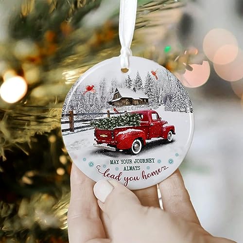 Christmas Ornament 2025, May Your Journey Always Lead You Home, Rustic Red Christmas Decoration, Red Truck Farmhouse Jesus Vintage Christmas Decorations