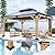 ZIENLIFE 12x14 ft Cedar Wood Gazebo with Sunlight Roof &Storage Cabinet, Hardtop Gazebo with Galvanized Steel Double Roof, Heavy Duty Pavilion for Patio Lawn and Garden