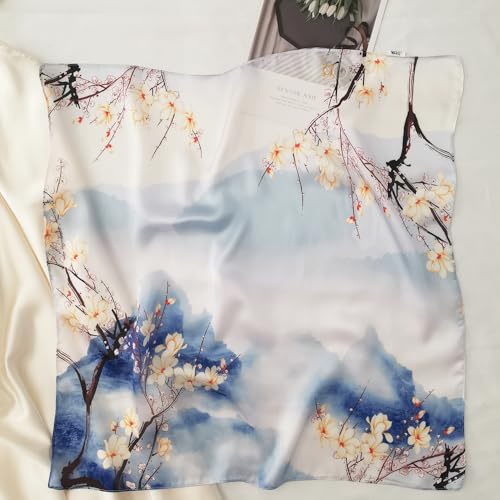 Julunar 2 PCS Silk Scarf for Women Lightweight Satin Hair Bandana 21" Square Neckerchief with Gift Packed2