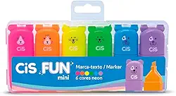 Marca Texto Fun Mini CIS - Estojo com 6 cores Neon