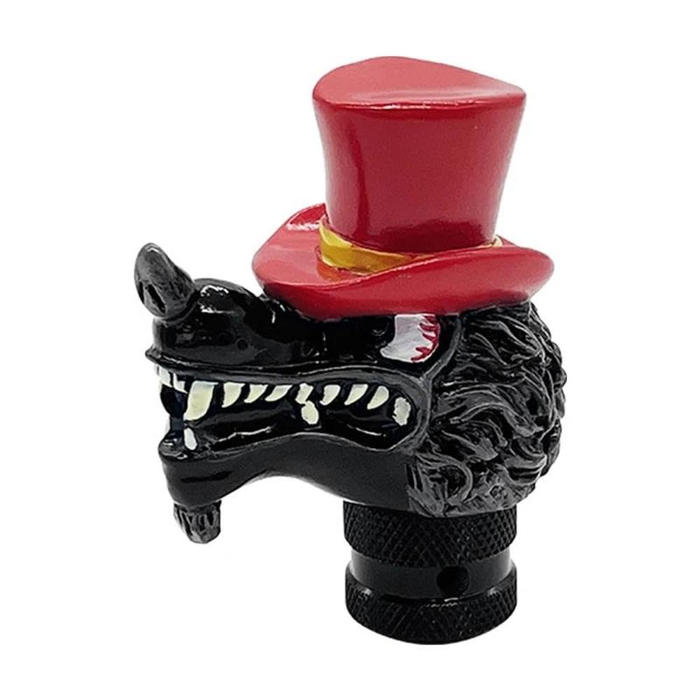HYASDBWE Wolf Head Styling Shift Knob Car Accessories Decoration Car Manual Gear Stick Shifter Lever Knob Universal Gear Shifter Parts(Red)