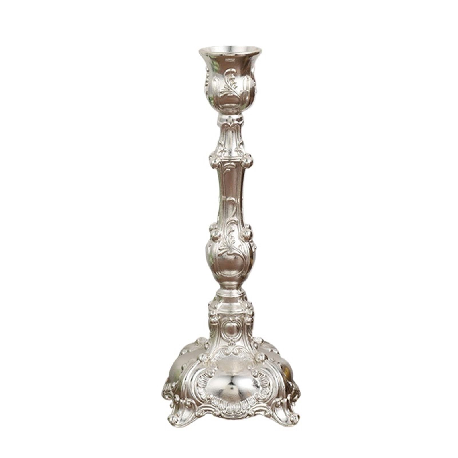 2Pcs Candlestick Candles Holders Wedding For Desktops And Living Room Decorations For Desktop Decoration(Silver,6x6x17cm)
