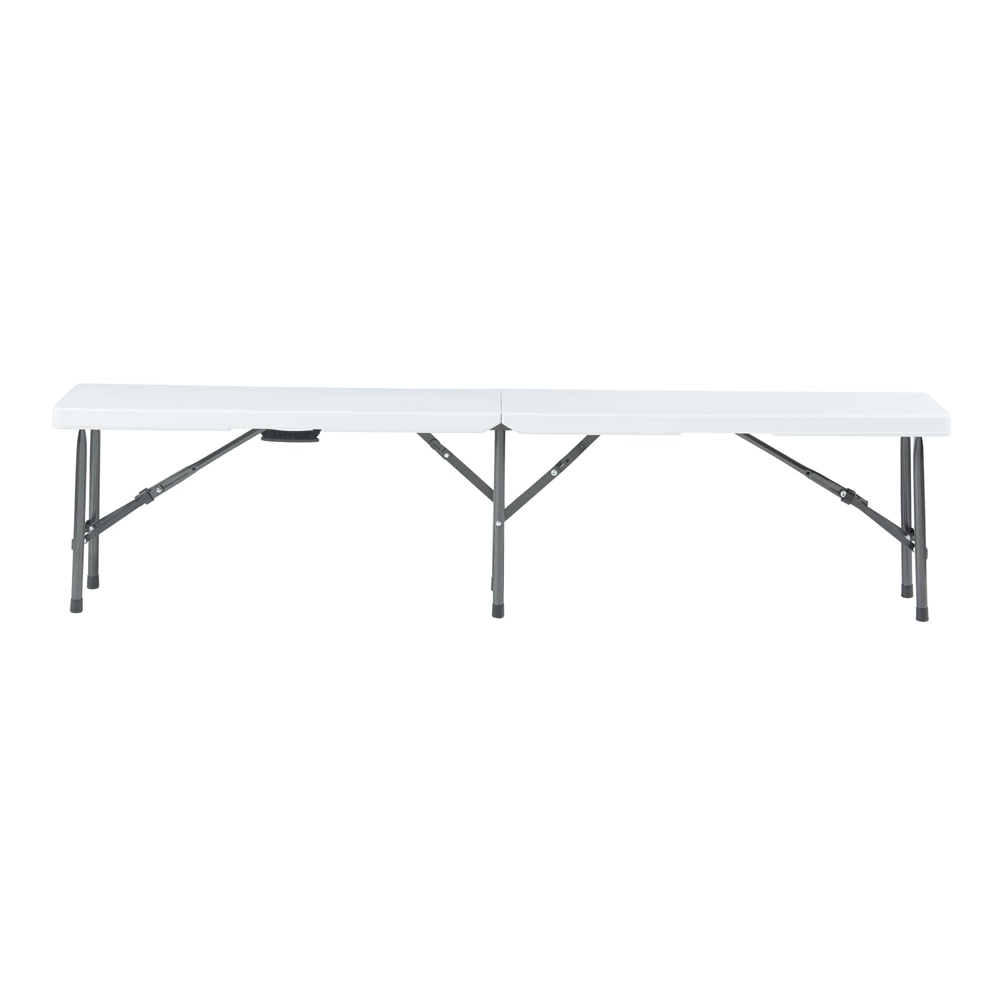 [en.casa] Lot de 2 Bancs de Camping Pliables pour Extérieur Festivals Pique-Nique Banc Pliant pour 4 Personnes avec Poignée de Transport Métal HDPE 180 x 25 x 43 cm Blanc