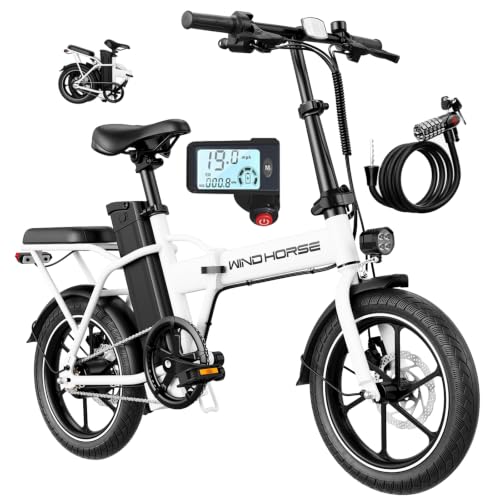 WINDHORSE 16" Folding Electric Bike for Adults, 630W Peak Electric Bicycle, 20MPH, 20-35 Miles Range, 288Wh Removable Battery, UL2849 Certified Commuter Ebike image 2