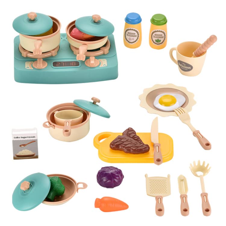 B&K Pretend Play Cooking Set Toy Accessories, Kitchen Pots & Pans for Kids Play Kitchen Set, Pretend Food, Utensils Toddler Plastic Cookware Set