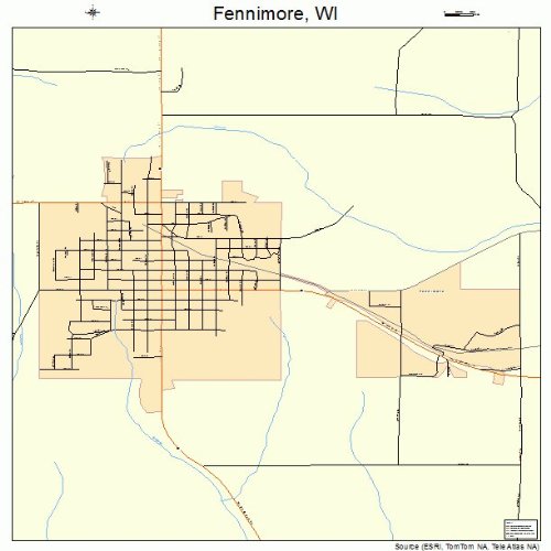Large Street & Road Map of Fennimore, Wisconsin WI Printed poster
