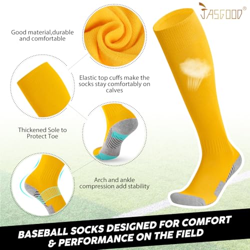 JASGOOD Baseball Socks and Belt Combo for Youth Adult Softball Socks and Elastic Belt for Boys Girls2