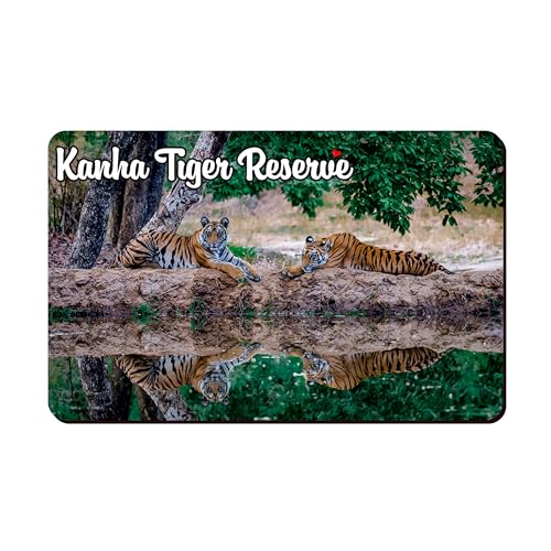 Image of Elegant Fridge Magnet with Themes |Rectangular Size Refrigerator Magnet with Magnetic Rubber Back | Pack of 1, 8.6cm X 5.4cm (Kanha Tiger Reserve)