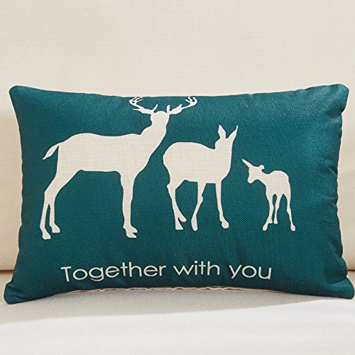 SCBED Cintura Rectangular Almohada Almohada cojín Acolchado Coche elk Nordic Simple Silla de Oficina Respaldo,30 * 45 (núcleo Perforado),Tres Ciervos