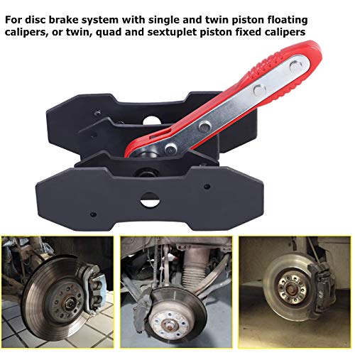 Jojoy Lux J-BT RED Brake Caliper Press Tools, 360 Degree Automotive Swing Ratchet Expander Wrench Brake Pad Spreader Tool With Extra 2Pcs Large Plates For Single Twin Quad Sextuplet Piston Disc Brake Caliper thumb #3