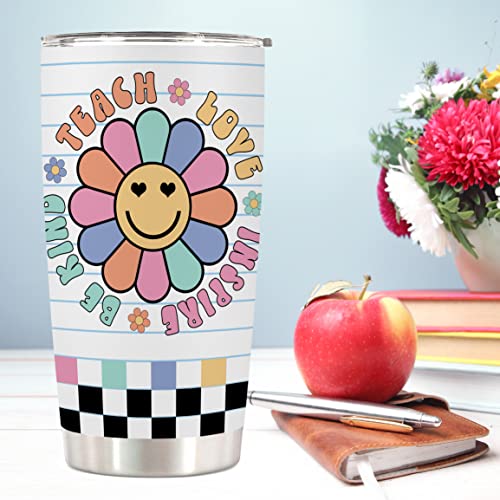 HOMISBES Teacher Appreciation Gifts - Stainless Steel Tumbler with Lid And Straws - Coffee Mug - 20oz Gift For Women Back To School, Christmas Teacher Occasions - Image 4