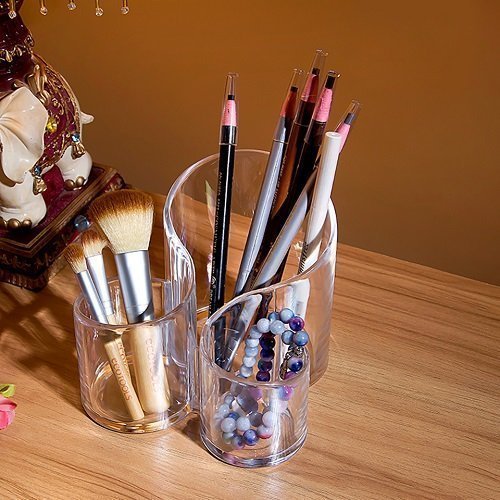 REMANG 3 Compartments Acrylic Cosmetic Desk Organizer Display Stand Makeup Brushes-Lipstick-Pencil-Hair Combs and Jewelry Storage Holder for Home (B0B851WCHX) Amazon Price History, Amazon Price Tracker