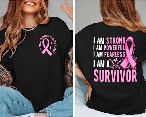 Breast Cancer Shirt Women Pink Ribbon Breast Cancer Awareness Shirts Cancer Survivor Short Sleeve Tee Top4