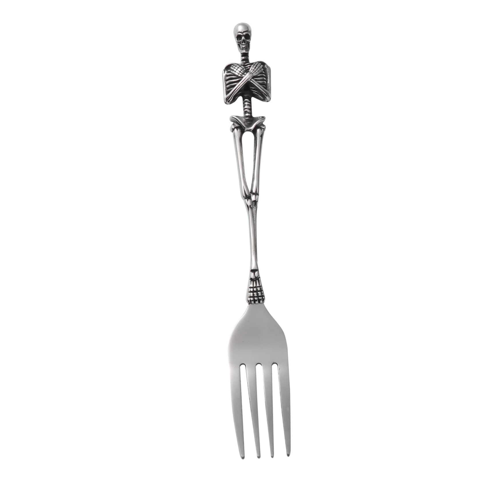MAGICLULU tenedor cubiertos de calavera de halloween tazón para mezclar pan con tapa vajilla cubiertos horquilla de acero titanio cubiertos de esqueleto Acero inoxidable cuchara