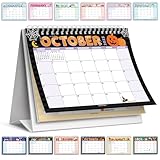 Hadley Designs Small Desk Calendar 2025-2026 Standing Flip – 18-Month Flip Calendar for Desk, Ideal for Office, Home, & Classroom – Cute Monthly Designs, Compact & Sturdy (Doodle)