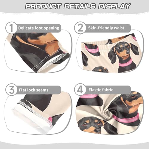 Dachshund in Collar Girls Leggings,Workout Leggings for Girls Toddler Athletic Leggings Size for 3-10T3