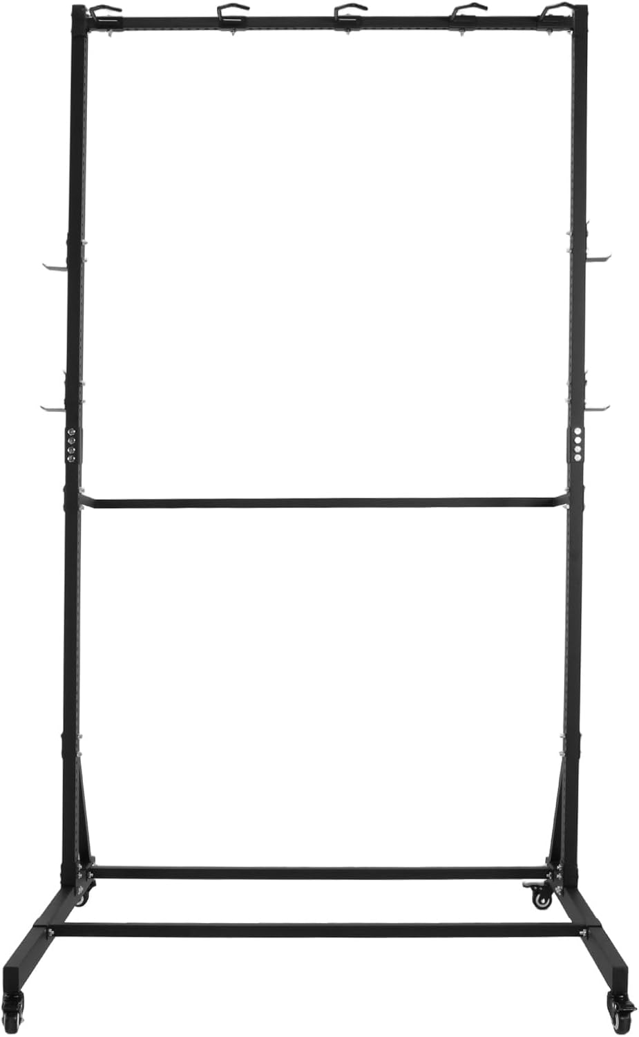 Freestanding Bike Storage Rack with Locking Casters & 6 Hooks Mobile Heavy Duty Bike Floor Stand Fits 5 Bikes Height Adjustable for Garage